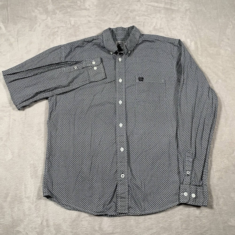 Cinch Shirt Boys Youth XL 14 Geometric Long Sleeve Button Down Western Cowboy - Picture 2 of 7